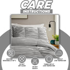 OLIVIA ROCCO Ruched Grey Microfibre Duvet Cover Set With Pillowcases Easy Care Bedroom Refresh Easy - Care Comfort - Joe’s Haven