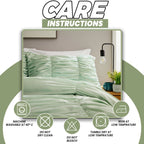 OLIVIA ROCCO Ruched Sage Green Microfibre Duvet Cover Set With Pillowcases Easy Care - Joe’s Haven