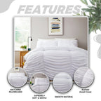 OLIVIA ROCCO Ruched White Microfibre Duvet Cover Set With Pillowcases Ruffle Bedding - Joe’s Haven