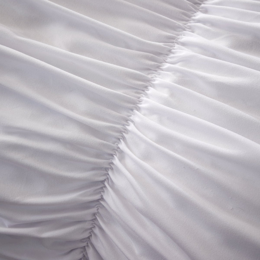 OLIVIA ROCCO Ruched White Microfibre Duvet Cover Set With Pillowcases Ruffle Bedding - Joe’s Haven