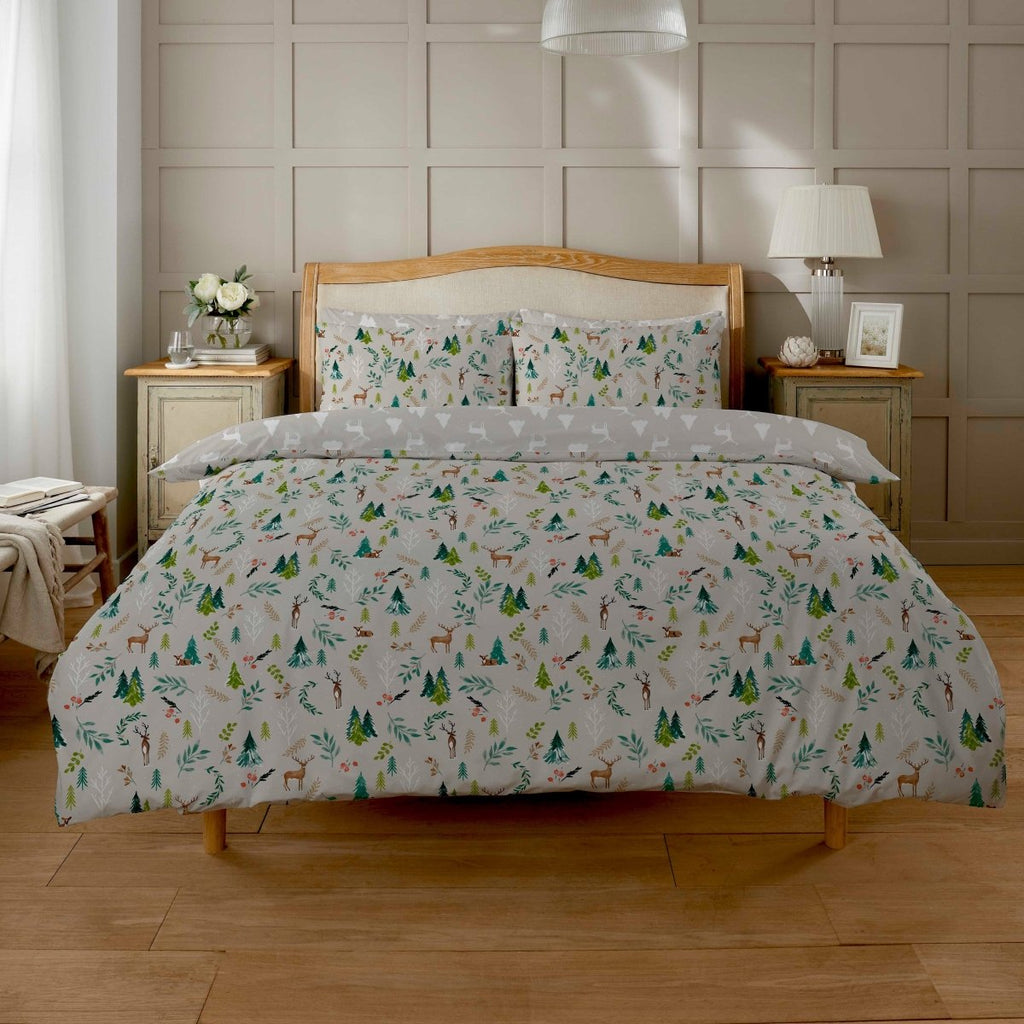OLIVIA ROCCO Snowy Reindeers Reversible Duvet Cover Set With Pillowcases Polycotton - Joe’s Haven