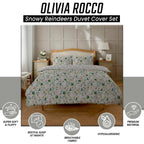 OLIVIA ROCCO Snowy Reindeers Reversible Duvet Cover Set With Pillowcases Polycotton - Joe’s Haven