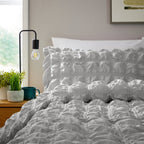 OLIVIA ROCCO Soho Grey Microfibre Duvet Cover Set With Pillowcases Quilted Super Soft - Joe’s Haven