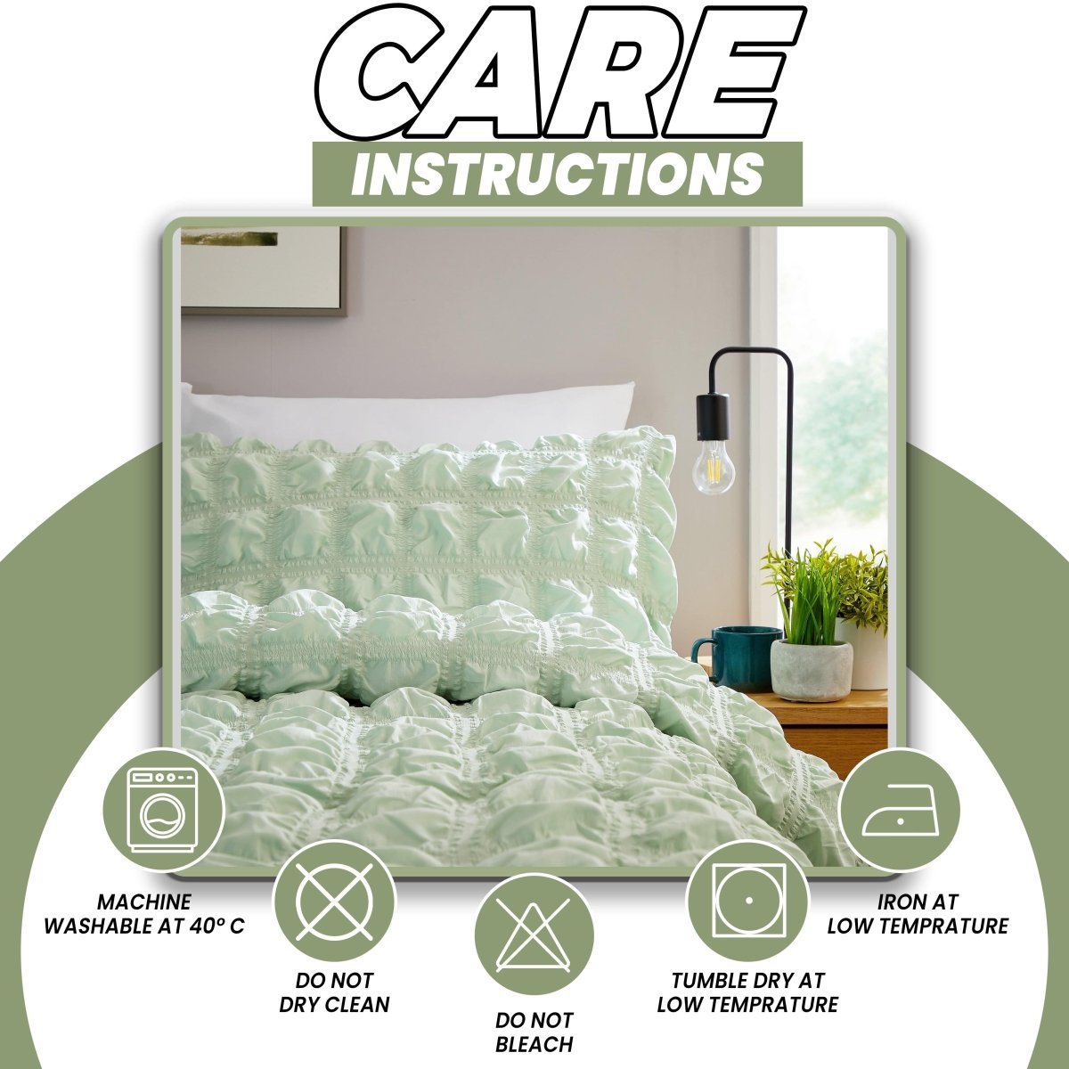 OLIVIA ROCCO Soho Sage Green Microfibre Duvet Cover Set With Pillowcases Easy Care - Joe’s Haven