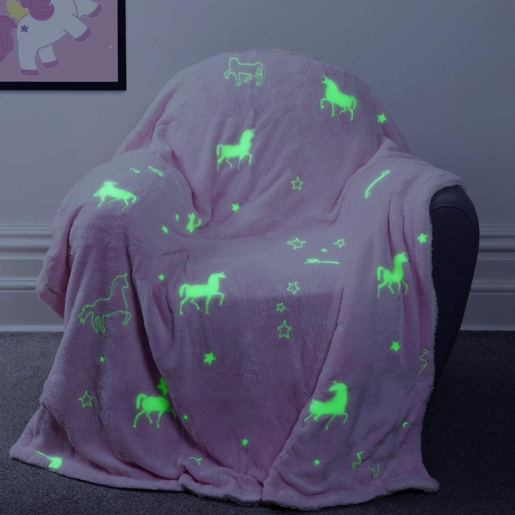 OLIVIA ROCCO Unicorn Glow In The Dark Teddy Duvet Set Pink For Kids OEKO-TEX Certified - Joe’s Haven