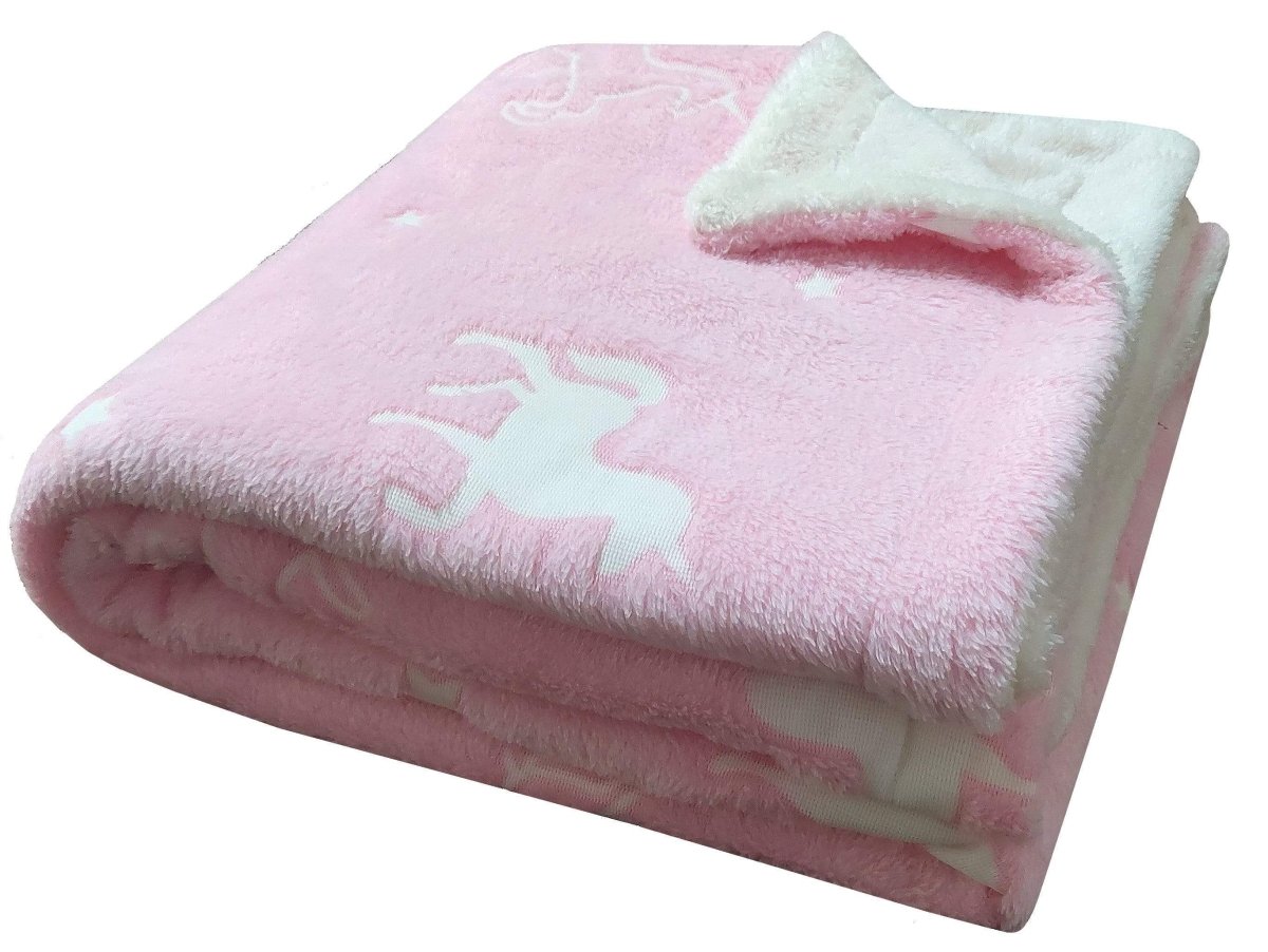OLIVIA ROCCO Unicorn Glow In The Dark Teddy Duvet Set Pink For Kids OEKO-TEX Certified - Joe’s Haven
