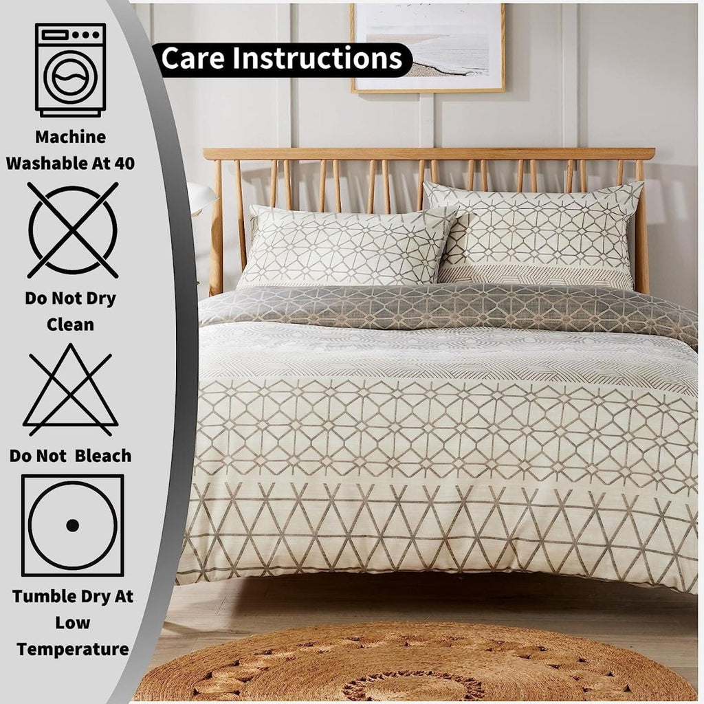 OLIVIA ROCCO Versailles Natural Floral Reversible Quilted Duvet Cover Set Easy Care - Joe’s Haven