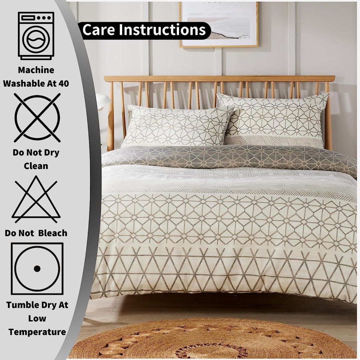 OLIVIA ROCCO Versailles Natural Floral Reversible Quilted Duvet Cover Set Easy Care - Joe’s Haven
