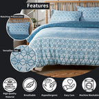 OLIVIA ROCCO Versailles Teal Printed Duvet Cover Set Reversible Quilted s Breathable - Joe’s Haven