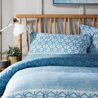 OLIVIA ROCCO Versailles Teal Printed Duvet Cover Set Reversible Quilted s Breathable - Joe’s Haven