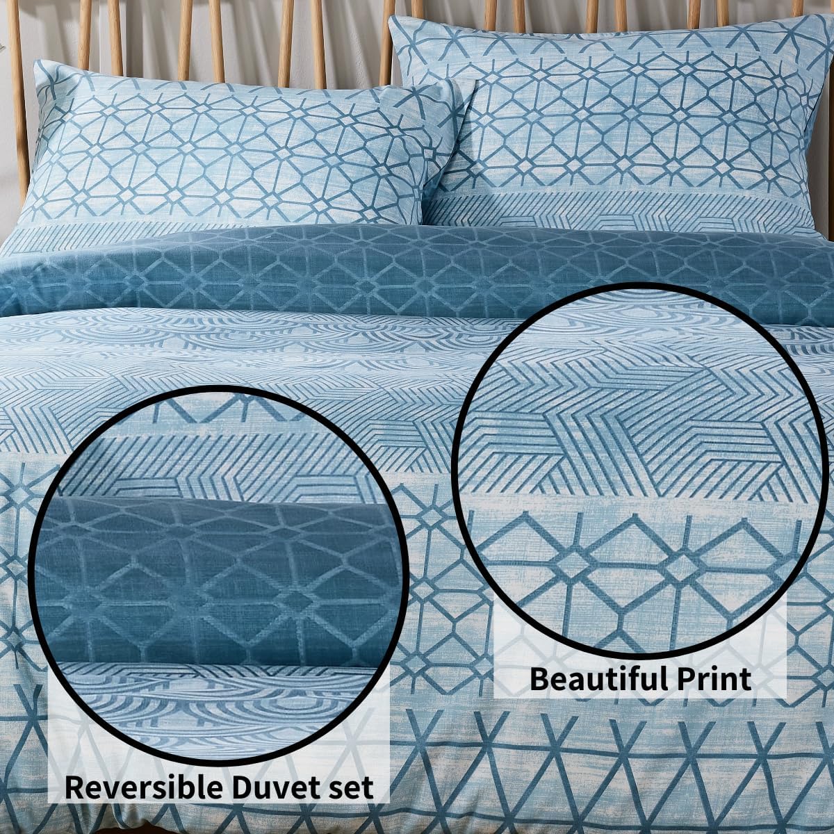 OLIVIA ROCCO Versailles Teal Printed Duvet Cover Set Reversible Quilted s Breathable - Joe’s Haven