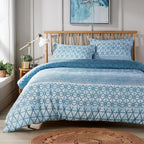 OLIVIA ROCCO Versailles Teal Printed Duvet Cover Set Reversible Quilted s Breathable - Joe’s Haven