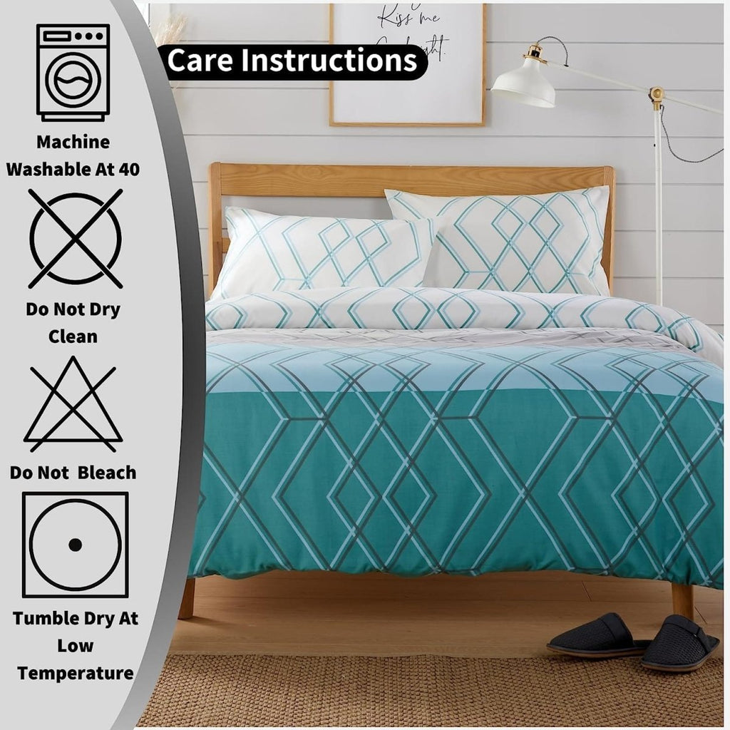 OLIVIA ROCCO Havanna Geo Reversible Luxury Cotton Blend Duvet Cover Set With Pillowcases - Joe’s Haven