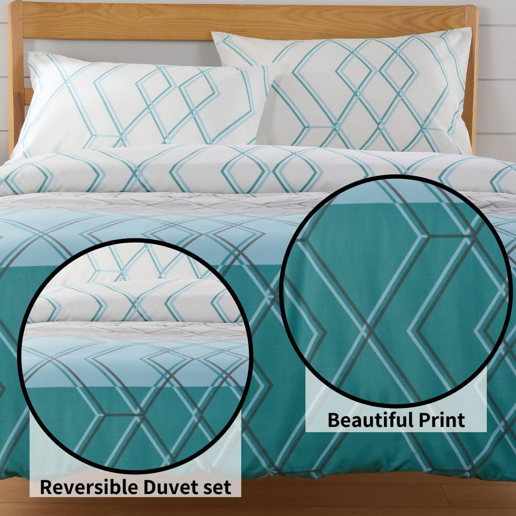 OLIVIA ROCCO Havanna Geo Reversible Luxury Cotton Blend Duvet Cover Set With Pillowcases - Joe’s Haven
