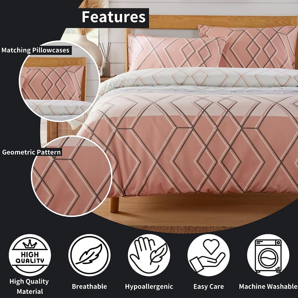 OLIVIA ROCCO Havanna Geo Reversible Luxury Cotton Blend Duvet Cover Set With Pillowcases - Joe’s Haven