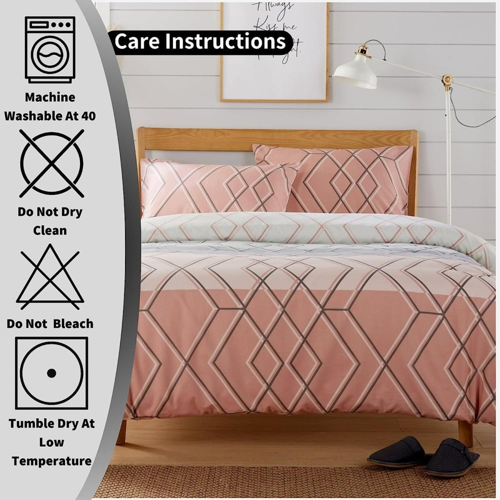 OLIVIA ROCCO Havanna Geo Reversible Luxury Cotton Blend Duvet Cover Set With Pillowcases - Joe’s Haven