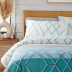 OLIVIA ROCCO Havanna Geo Reversible Luxury Cotton Blend Duvet Cover Set With Pillowcases - Joe’s Haven