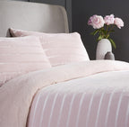 OLIVIA ROCCO Satin Stripe Reversible Faux Fur Teddy Duvet Cover Set Super Soft Easy Care - Joe’s Haven