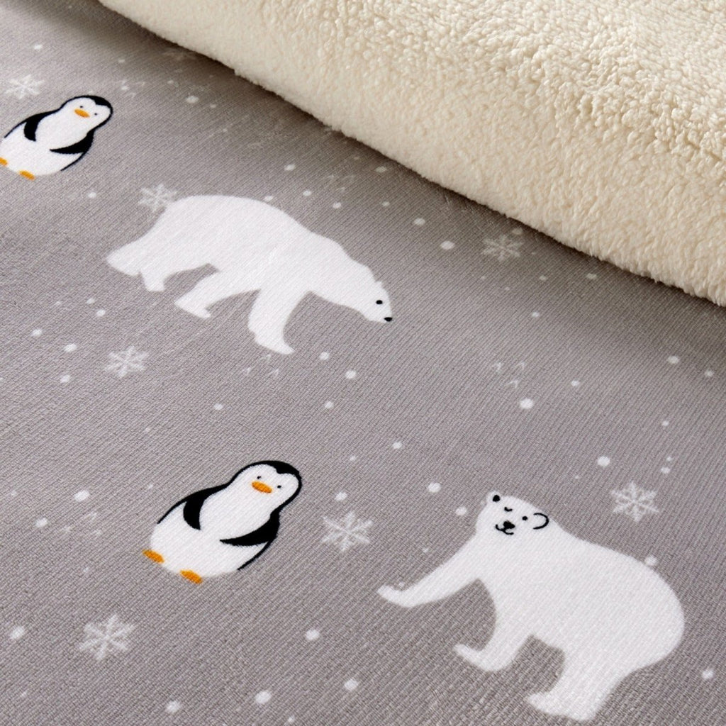 OLIVIA ROCCO Polar Bear And Penguin Teddy Fleece Duvet Set With Reversible Sherpa Fur - Joe’s Haven