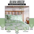 OLIVIA ROCCO Leaf Print Reversible Cotton Rich Duvet Cover Set With Pillowcases Black Bedroom Refresh Easy - Care Comfort - Joe’s Haven