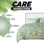 OLIVIA ROCCO Leaf Print Reversible Cotton Rich Duvet Cover Set With Pillowcases Black Bedroom Refresh Easy - Care Comfort - Joe’s Haven