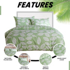 OLIVIA ROCCO Leaf Print Reversible Cotton Rich Duvet Cover Set With Pillowcases Black Bedroom Refresh Easy - Care Comfort - Joe’s Haven