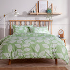 OLIVIA ROCCO Leaf Print Reversible Cotton Rich Duvet Cover Set With Pillowcases Black Bedroom Refresh Easy - Care Comfort - Joe’s Haven