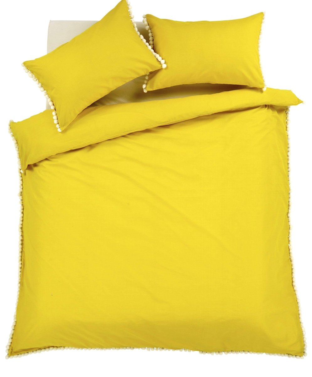 OLIVIA ROCCO Hand Stitched Pom Pom Duvet Set Cotton Rich Bedding In Multiple Sizes - Joe’s Haven