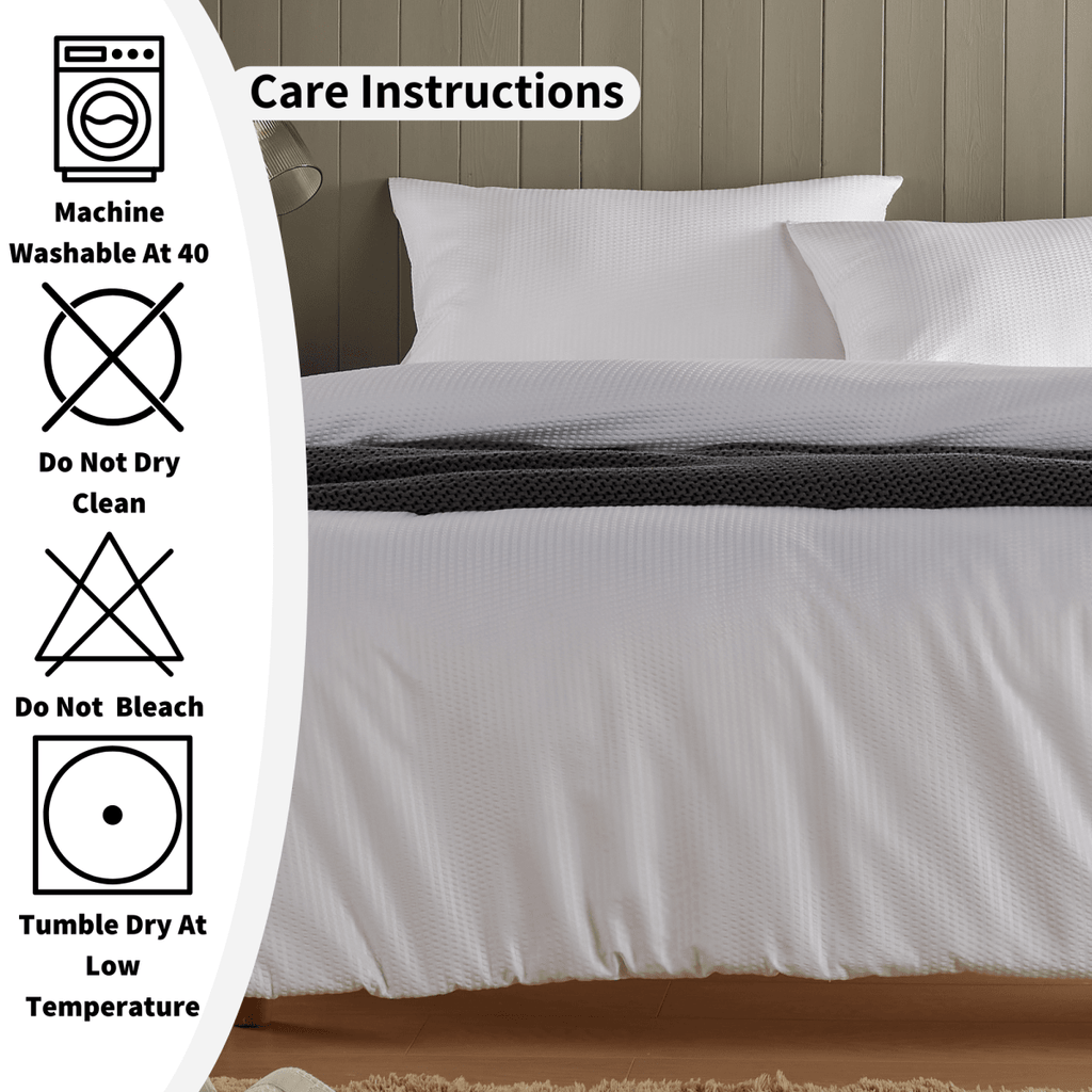 OLIVIA ROCCO Monaco Seersucker Duvet Cover Set Grey And White With Pillowcases For Single - Joe’s Haven