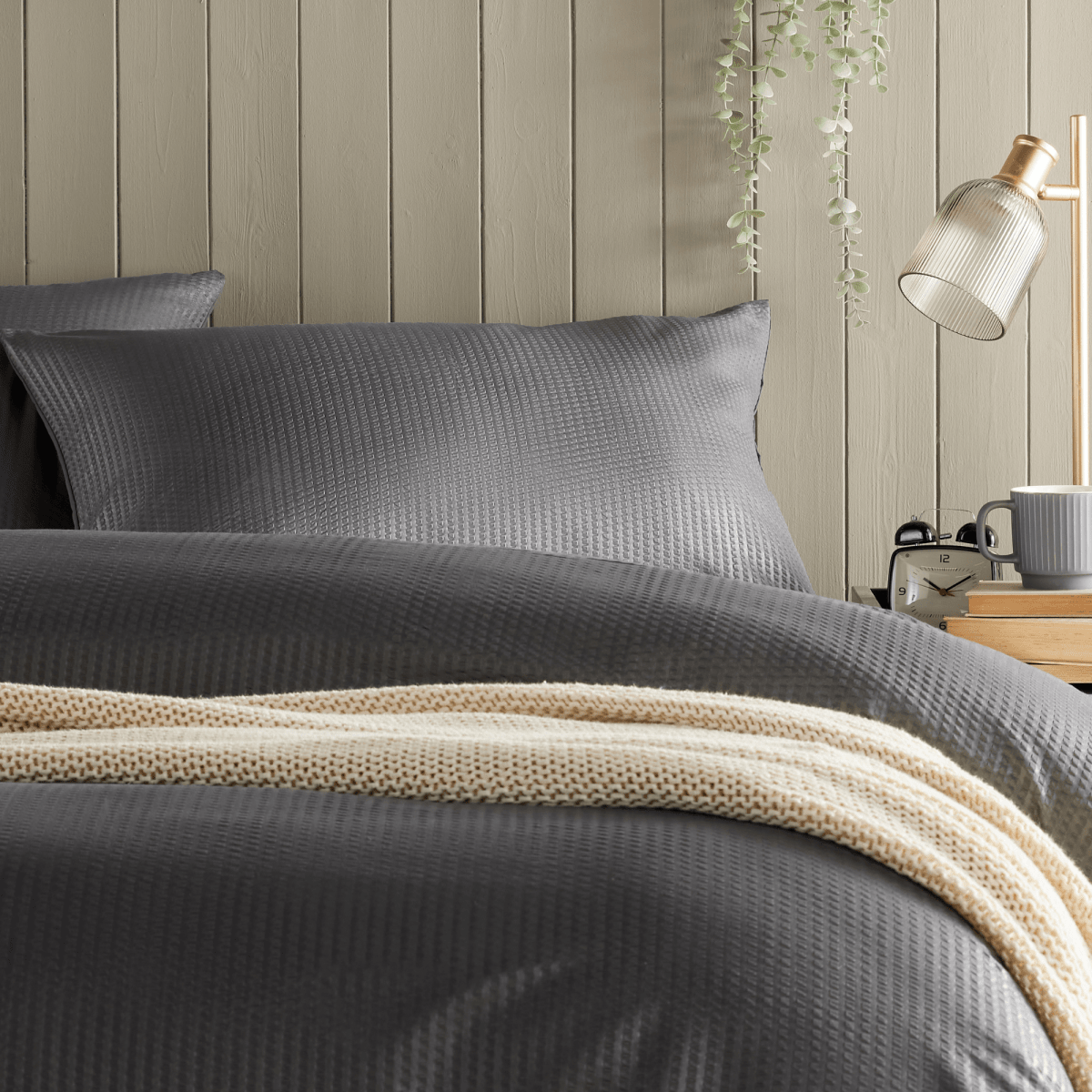 OLIVIA ROCCO Monaco Seersucker Duvet Cover Set Grey And White With Pillowcases For Single - Joe’s Haven
