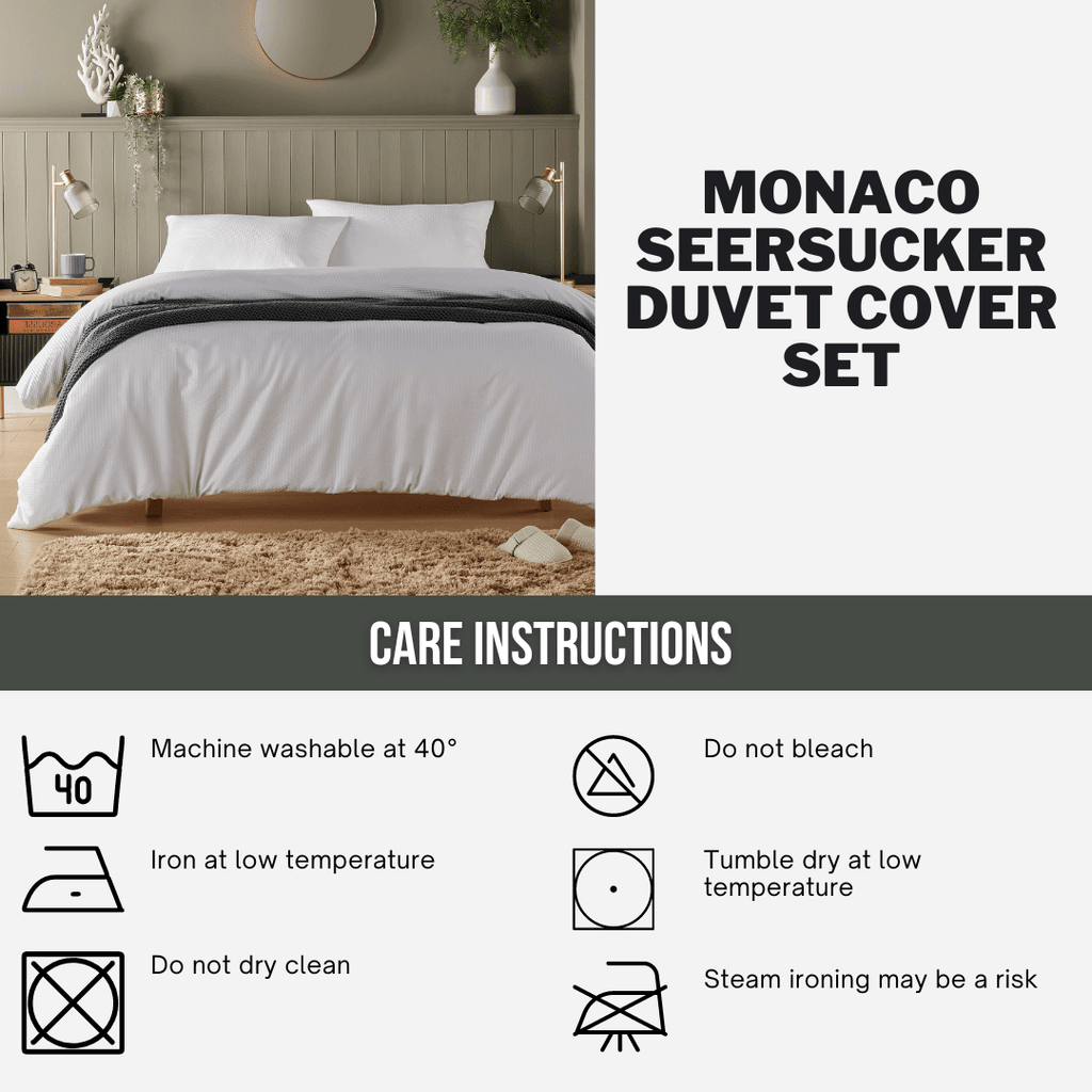 OLIVIA ROCCO Monaco Seersucker Duvet Cover Set Grey And White With Pillowcases For Single - Joe’s Haven