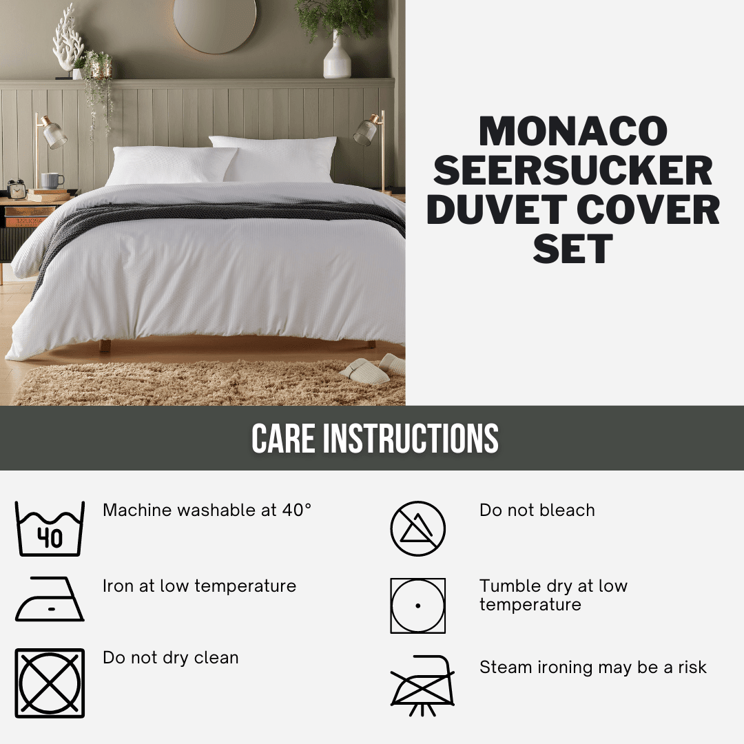 OLIVIA ROCCO Monaco Seersucker Duvet Cover Set Grey And White With Pillowcases For Single - Joe’s Haven