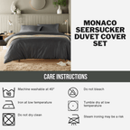OLIVIA ROCCO Monaco Seersucker Duvet Cover Set Grey And White With Pillowcases For Single - Joe’s Haven