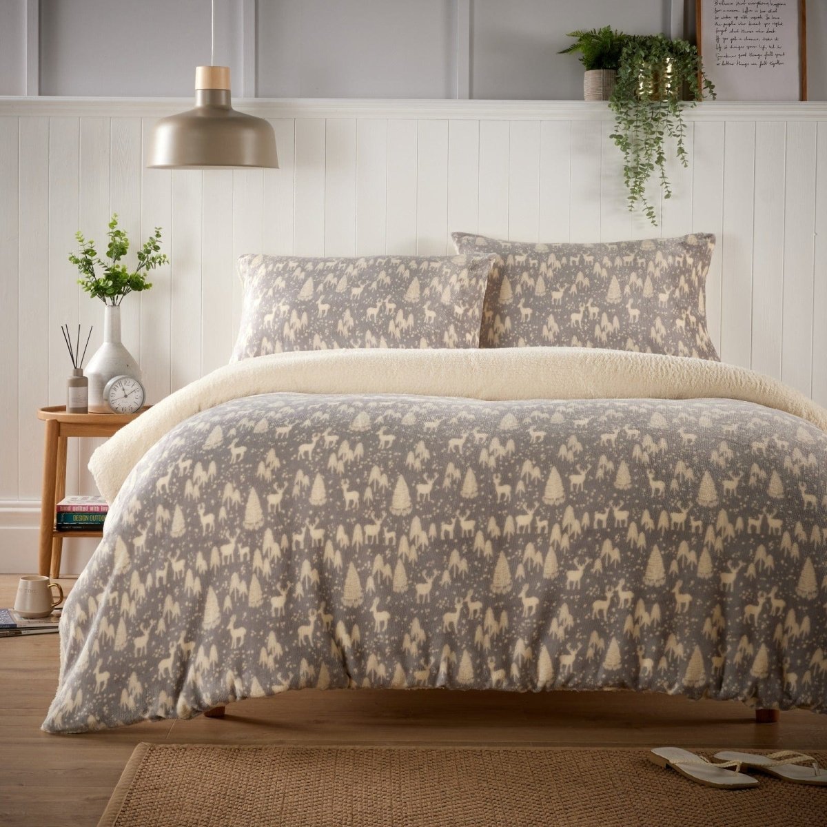OLIVIA ROCCO Woodland Animals Teddy Fleece Duvet Set With Reversible Sherpa Winter - Joe’s Haven