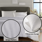 OLIVIA ROCCO Stripe Jacquard Reversible Cotton Blend Duvet Cover Set With Pillowcases - Joe’s Haven