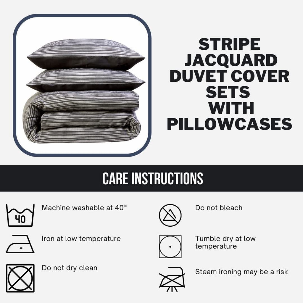 OLIVIA ROCCO Stripe Jacquard Reversible Cotton Blend Duvet Cover Set With Pillowcases - Joe’s Haven