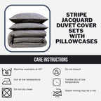 OLIVIA ROCCO Stripe Jacquard Reversible Cotton Blend Duvet Cover Set With Pillowcases - Joe’s Haven