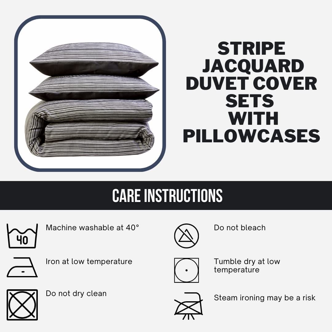 OLIVIA ROCCO Stripe Jacquard Reversible Cotton Blend Duvet Cover Set With Pillowcases - Joe’s Haven
