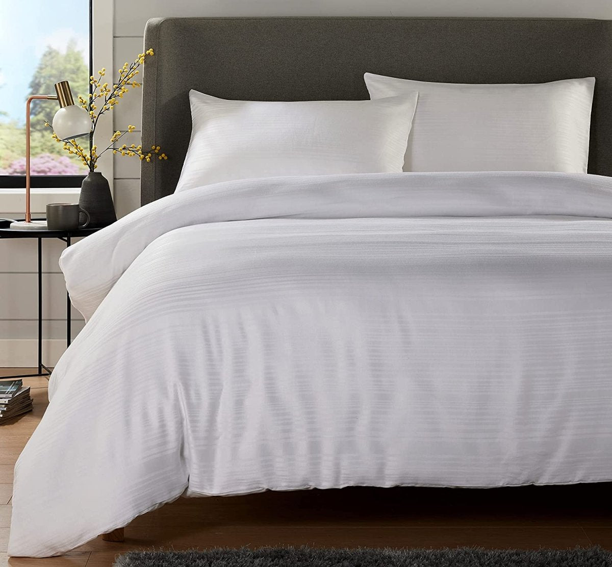 OLIVIA ROCCO Stripe Jacquard Reversible Cotton Blend Duvet Cover Set With Pillowcases - Joe’s Haven