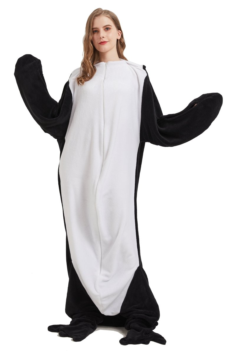 OLIVIA ROCCO Oversized Penguin Wearable Blanket Hoodie Fleece With Sleeves One Size - Joe’s Haven
