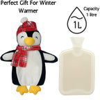OLIVIA ROCCO Festive Penguin Christmas Hot Water Bottle 1L Natural Rubber With Cover UK - Joe’s Haven