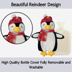 OLIVIA ROCCO Festive Penguin Christmas Hot Water Bottle 1L Natural Rubber With Cover UK - Joe’s Haven