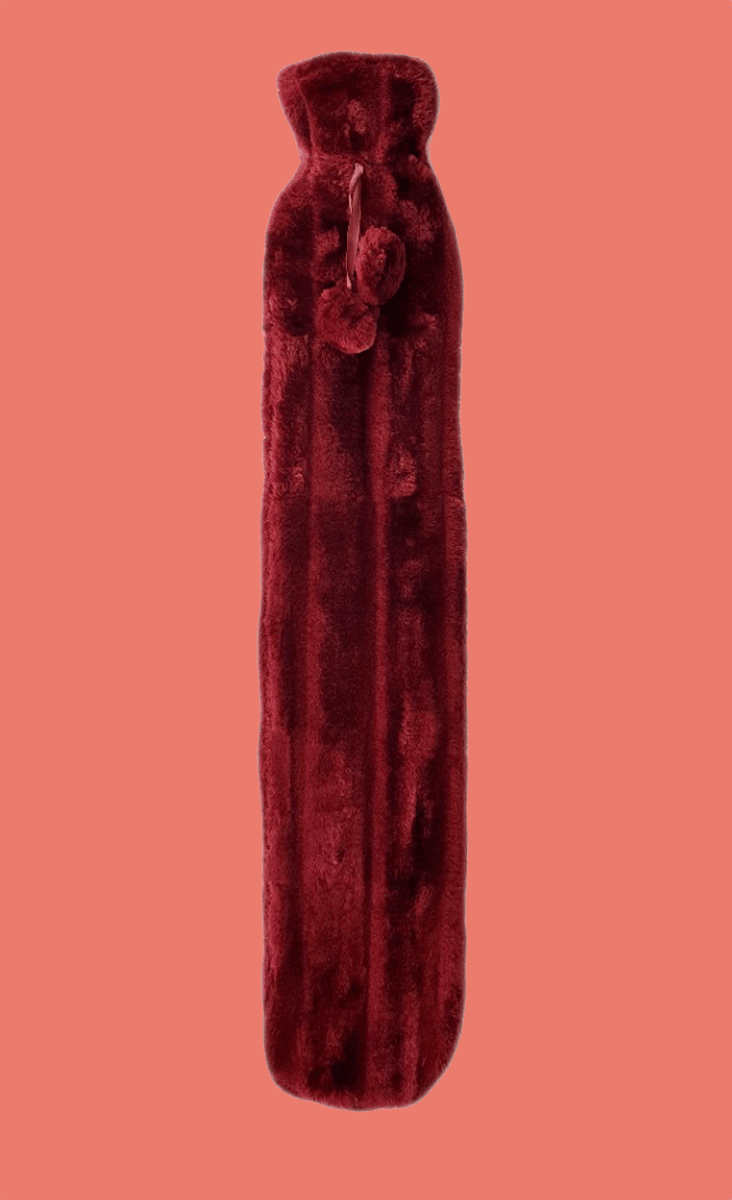 OLIVIA ROCCO Extra Long 2L Hot Water Bottle With Plush Faux Fur Cover Natural Rubber UK - Joe’s Haven