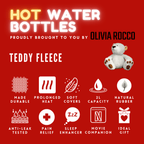 OLIVIA ROCCO Teddy Fleece Hot Water Bottle With Pocket Hand Warmer 2L Natural Rubber UK - Joe’s Haven