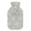 OLIVIA ROCCO Diamond Fleece Plush Hot Water Bottle 2L With Pom Poms Natural Rubber UK - Joe’s Haven