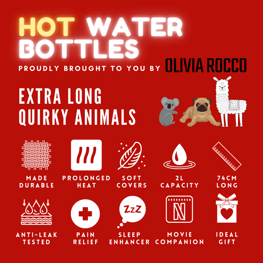 OLIVIA ROCCO Extra Long 2L Hot Water Bottle With Plush Faux Fur Cover Durable Natural Easy - Care Hotel - Quality Textile - Joe’s Haven