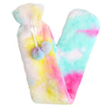 OLIVIA ROCCO Extra Long Rainbow Tie Dye Hot Water Bottle 2L Heat Therapy With Soft Faux - Joe’s Haven