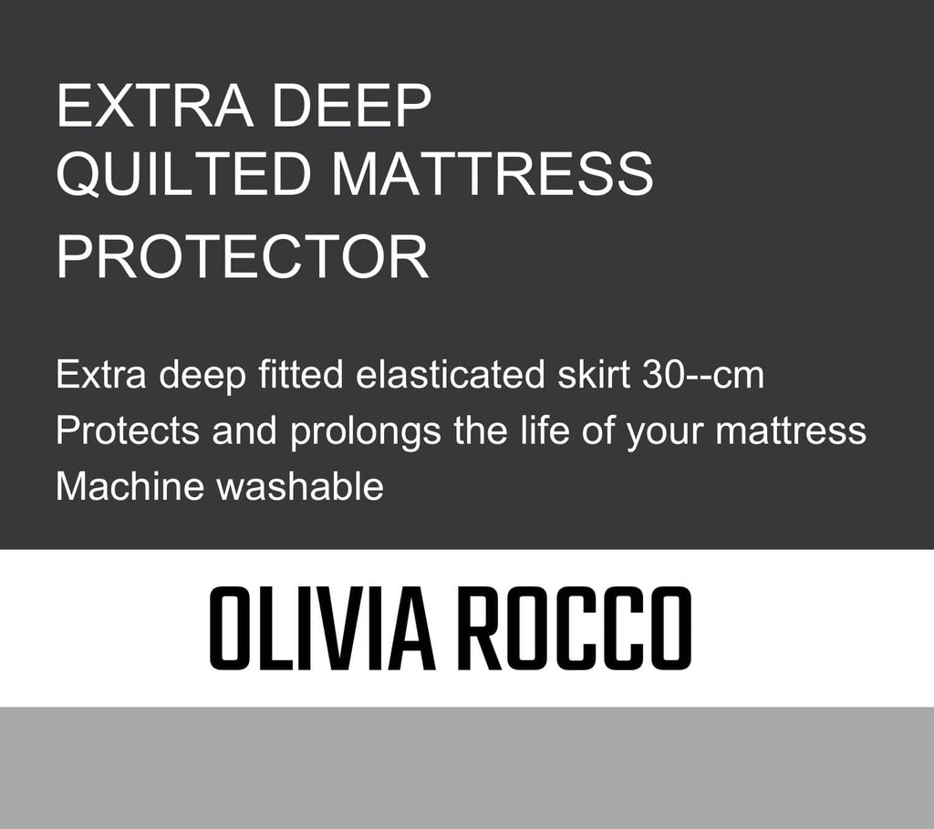 OLIVIA ROCCO Quilted Extra Deep Mattress Protector Microfibre Top Waterproof Reverse - Joe’s Haven