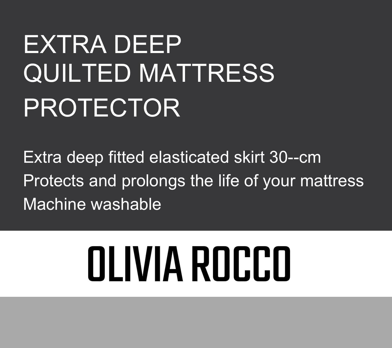 OLIVIA ROCCO Quilted Extra Deep Mattress Protector Microfibre Top Waterproof Reverse - Joe’s Haven