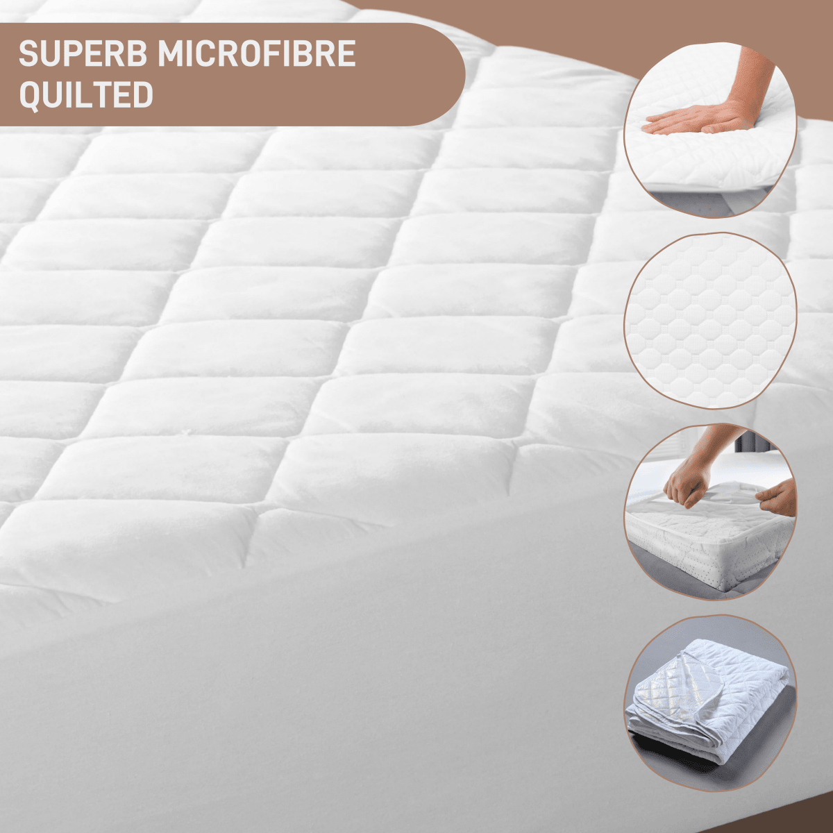 OLIVIA ROCCO Quilted Extra Deep Mattress Protector Microfibre Top Waterproof Reverse - Joe’s Haven